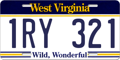 WV license plate 1RY321