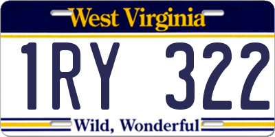 WV license plate 1RY322