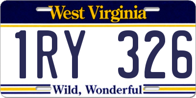 WV license plate 1RY326