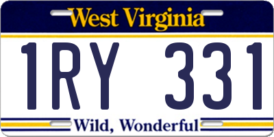 WV license plate 1RY331