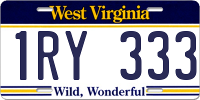 WV license plate 1RY333