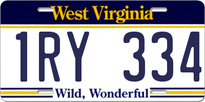 WV license plate 1RY334