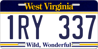 WV license plate 1RY337