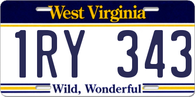 WV license plate 1RY343