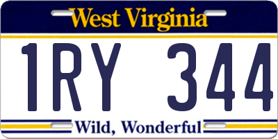 WV license plate 1RY344