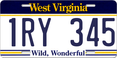 WV license plate 1RY345