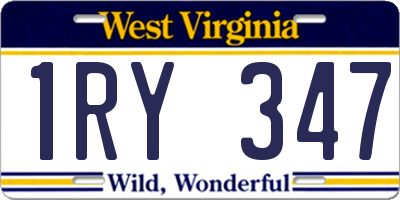 WV license plate 1RY347