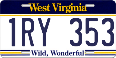 WV license plate 1RY353