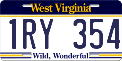 WV license plate 1RY354
