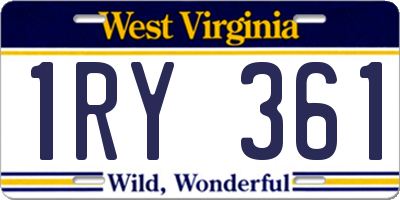WV license plate 1RY361