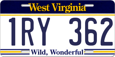 WV license plate 1RY362