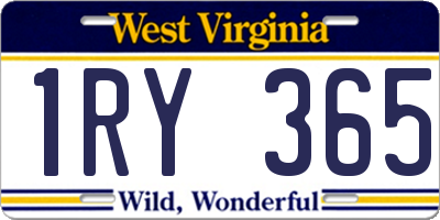 WV license plate 1RY365