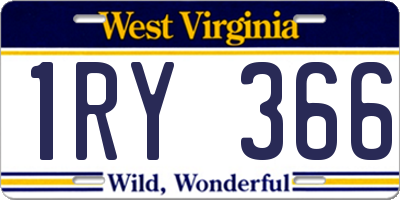 WV license plate 1RY366