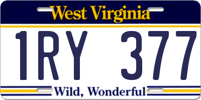 WV license plate 1RY377
