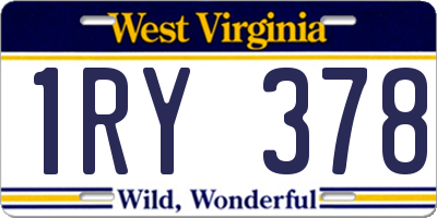 WV license plate 1RY378