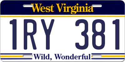WV license plate 1RY381