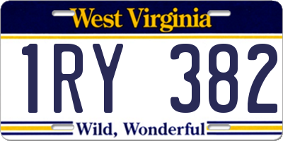 WV license plate 1RY382