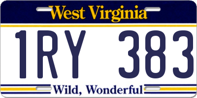 WV license plate 1RY383
