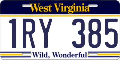 WV license plate 1RY385
