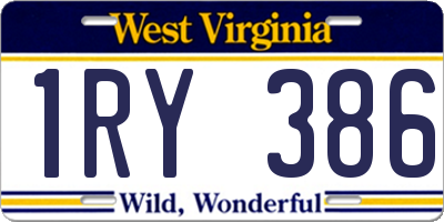 WV license plate 1RY386