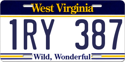 WV license plate 1RY387