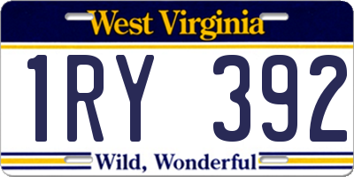 WV license plate 1RY392