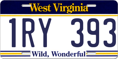 WV license plate 1RY393