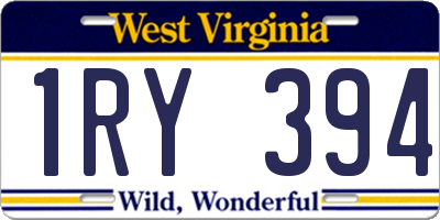 WV license plate 1RY394