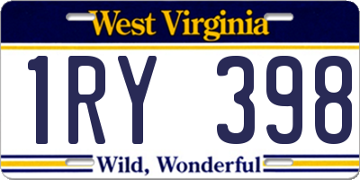 WV license plate 1RY398