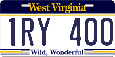 WV license plate 1RY400