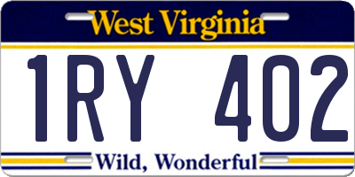 WV license plate 1RY402