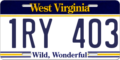 WV license plate 1RY403