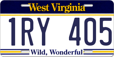 WV license plate 1RY405