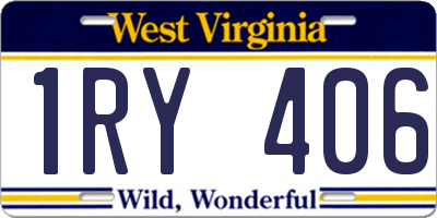 WV license plate 1RY406
