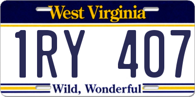 WV license plate 1RY407