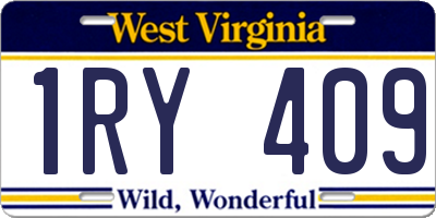 WV license plate 1RY409