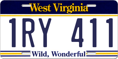 WV license plate 1RY411