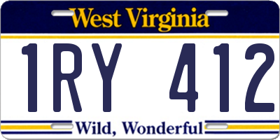 WV license plate 1RY412