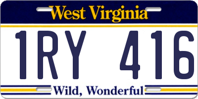 WV license plate 1RY416