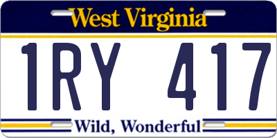 WV license plate 1RY417