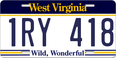 WV license plate 1RY418