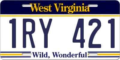 WV license plate 1RY421