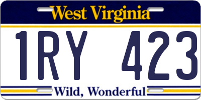 WV license plate 1RY423