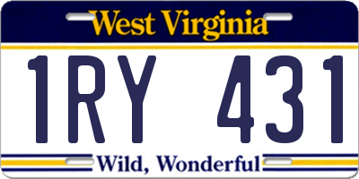 WV license plate 1RY431
