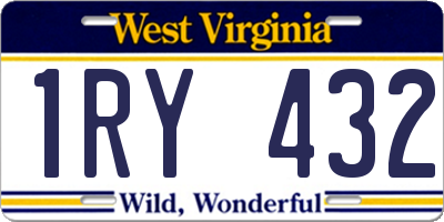 WV license plate 1RY432