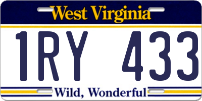 WV license plate 1RY433
