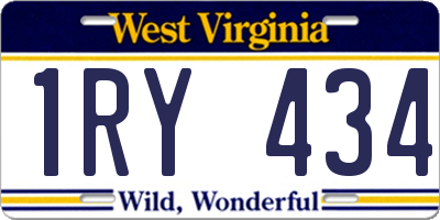 WV license plate 1RY434