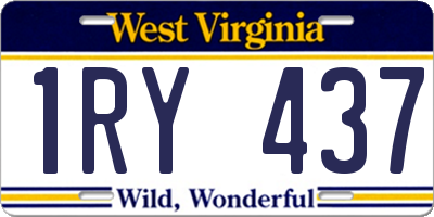 WV license plate 1RY437