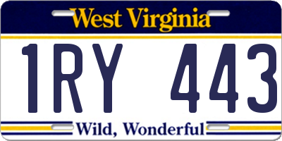 WV license plate 1RY443
