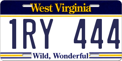 WV license plate 1RY444